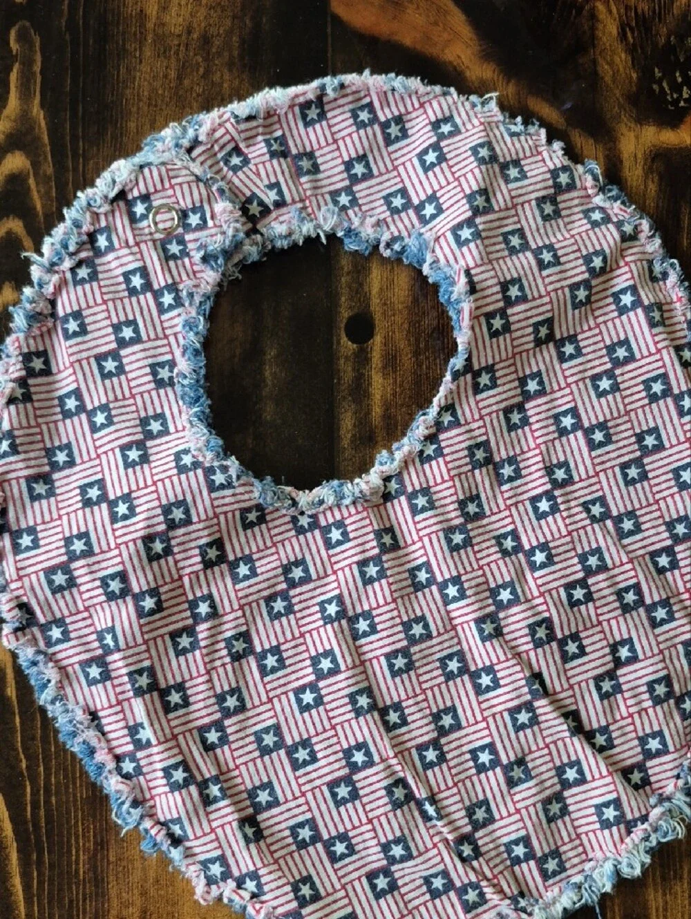Blue Denim Baby Bib with Red Star Accent